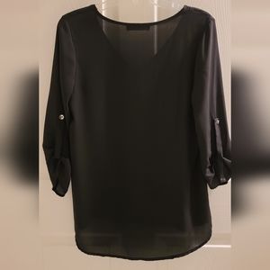 Hey Sweet Girl Black Sheer Long Sleeve Blouse Women
